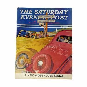 Vintage Saturday Evening Post April 22 1939 World's Fair or Bust Nice Copy